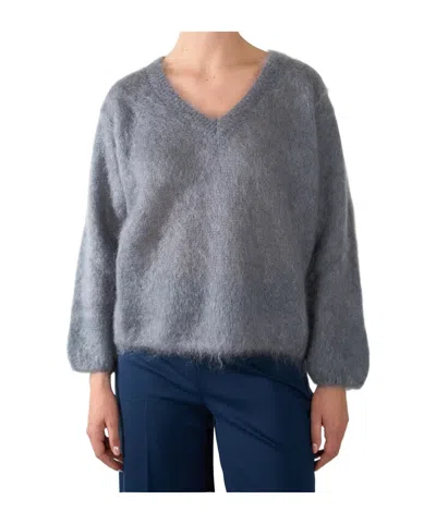 Ottod'ame V-neck Long-sleeved Sweater In Gray