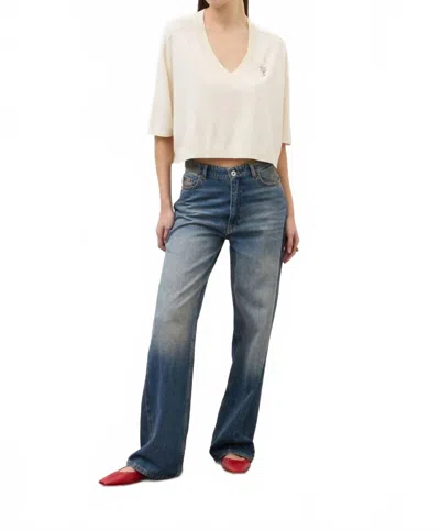 Ottod'ame V Neck Sweater In Latte In Neutral