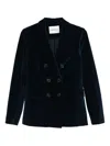 Ottod'ame Velvet Double-breasted Blazer In Blue