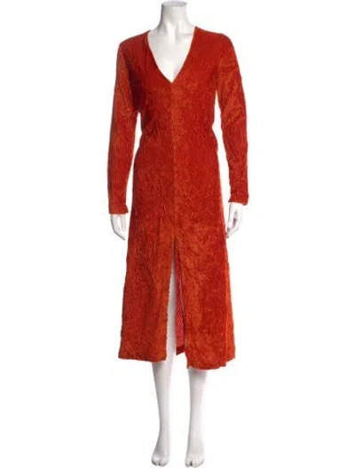 Pre-owned Ottod'ame Velvet Long Dress In Orange