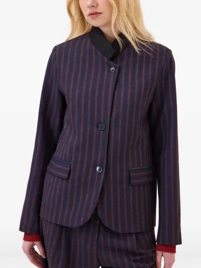 Ottod'ame Vertical-stripe Single-breasted Jacket In Multi