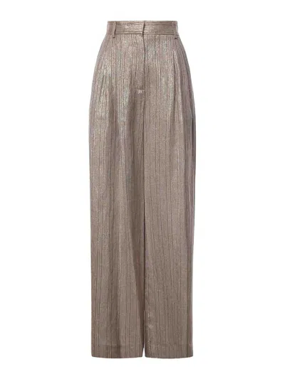 Ottod'ame Viscose And Linen Palazzo Pants In Gray