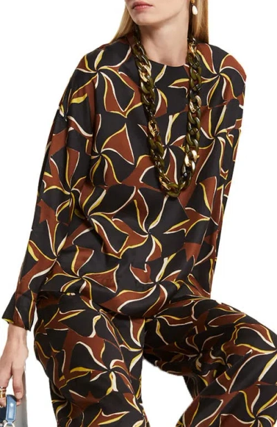 Ottod'ame Viscose Blouse With Long Sleeves In Brown