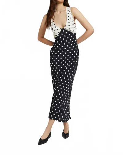 Ottod'ame Viscose Long Dress In Black/ Off White