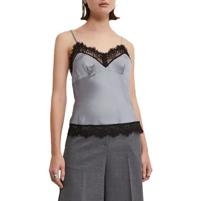 Ottod'ame Viscose Top With Lace In Gray