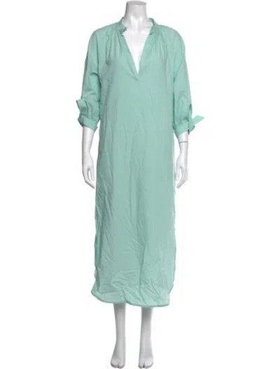 Pre-owned Ottod'ame V-neck Long Dress In Blue/green