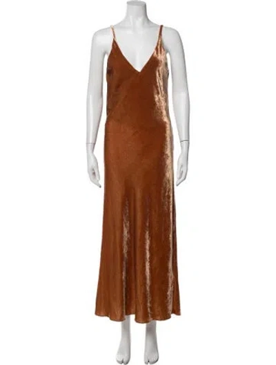 Pre-owned Ottod'ame V-neck Long Dress In Orange