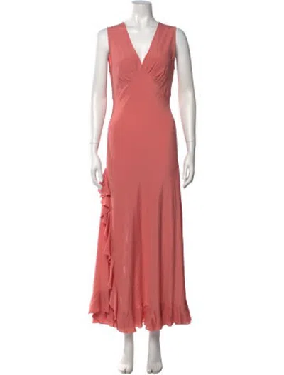 Pre-owned Ottod'ame V-neck Long Dress In Pink