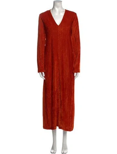Pre-owned Ottod'ame V-neck Long Dress W/ Tags In Orange