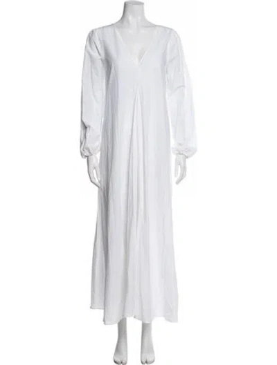Pre-owned Ottod'ame V-neck Long Dress In White