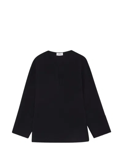Ottod'ame V-neck Long-sleeve Blouse In Black