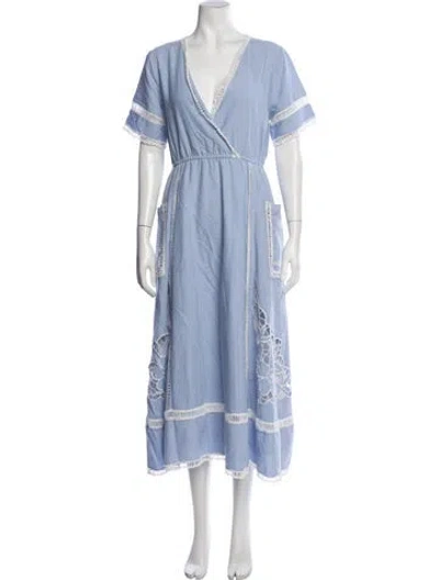 Pre-owned Ottod'ame V-neck Midi Length Dress In Blue
