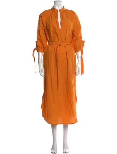 Pre-owned Ottod'ame V-neck Midi Length Dress In Orange