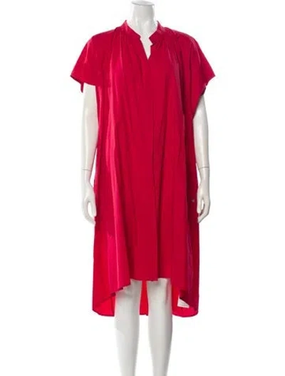 Pre-owned Ottod'ame V-neck Midi Length Dress In Red