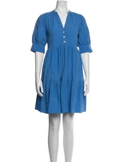 Pre-owned Ottod'ame V-neck Mini Dress In Blue