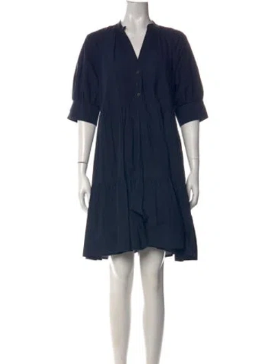 Pre-owned Ottod'ame V-neck Mini Dress In Blue
