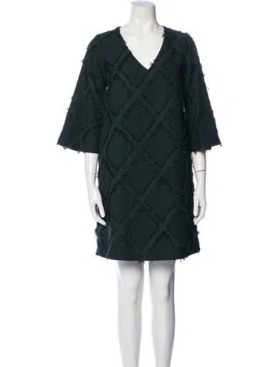 Pre-owned Ottod'ame V-neck Mini Dress In Green