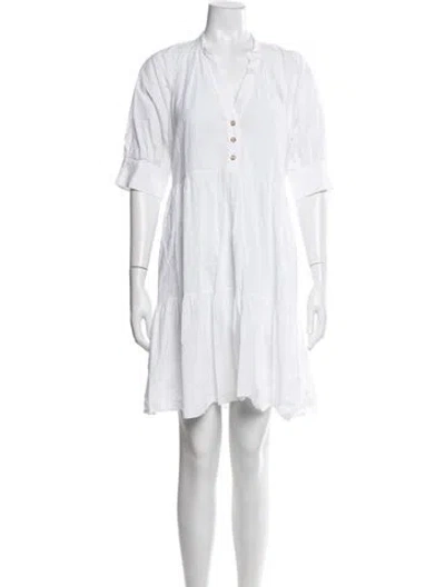 Pre-owned Ottod'ame V-neck Mini Dress In White