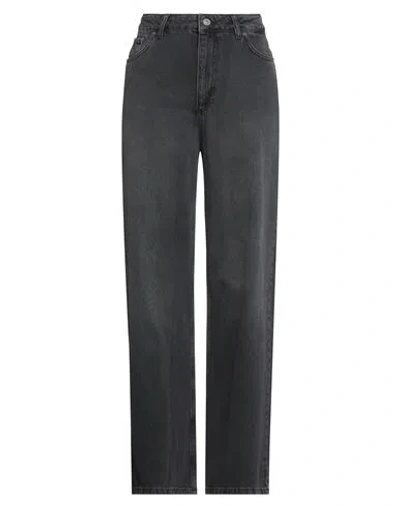 Ottod'ame We Love Denim Woman Jeans Charcoal Size 32 Cotton In Black