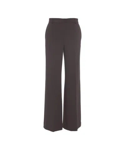 Ottod'ame Wide-leg Trousers With High Waist And Pressed Pleats In Gray