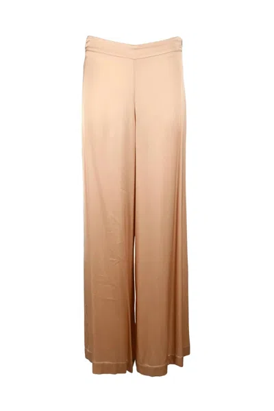 Ottod'ame Wide-leg Pink Viscose Trousers With Minimalist Design In Brown