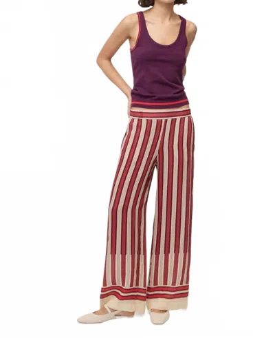 Ottod'ame Wide-leg Stripe Trousers In Latte In Purple