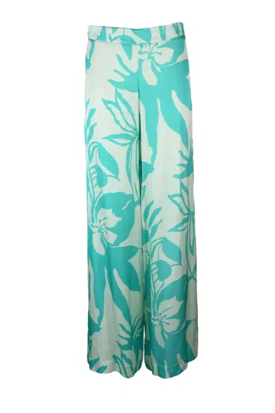 Ottod'ame Wide-leg Trousers With Fluid Drape In Green