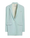 Ottod'ame Woman Blazer Lime Green Size 8 Polyester, Viscose, Elastane In Green