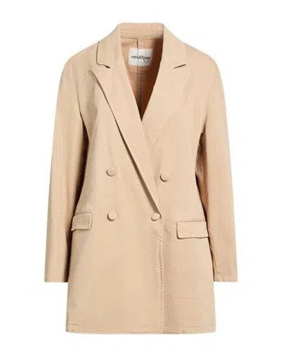 Ottod'ame Woman Blazer Beige Size 12 Cotton, Elastane In Yellow