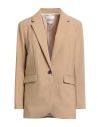 Ottod'ame Woman Blazer Beige Size 8 Polyester, Virgin Wool, Elastane