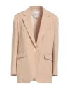 Ottod'ame Woman Blazer Beige Size 8 Polyester, Viscose, Elastane
