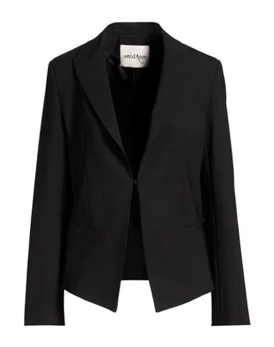 Ottod'ame Woman Blazer Black Size 10 Polyester, Virgin Wool, Elastane