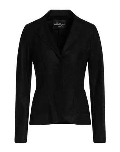Ottod'ame Woman Blazer Black Size 12 Acrylic, Mohair Wool, Polyester