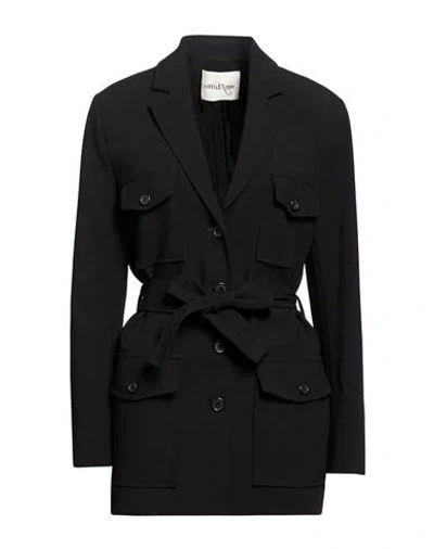 Ottod'ame Woman Blazer Black Size 12 Polyester, Viscose, Elastane