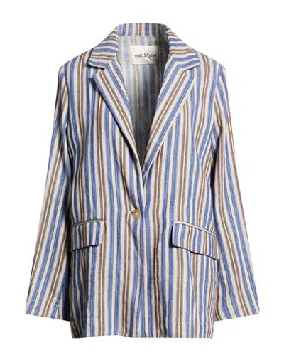 Ottod'ame Woman Blazer Blue Size 8 Linen, Cotton, Polyester