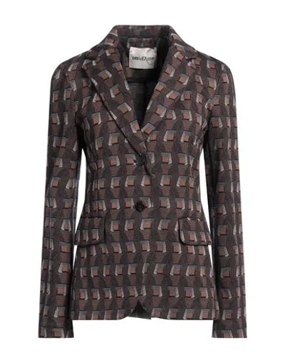 Ottod'ame Woman Blazer Brown Size 4 Polyester, Polyamide, Viscose, Elastane