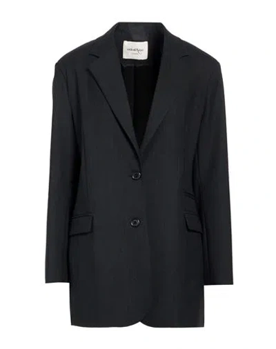 Ottod'ame Woman Blazer Charcoal Size 8 Polyester, Wool, Elastane In Black