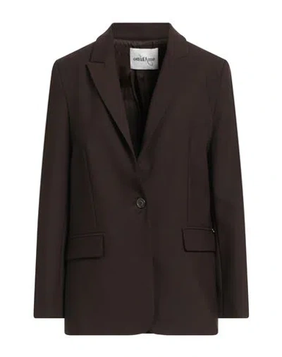 Ottod'ame Woman Blazer Chocolate Brown Size 10 Polyester, Virgin Wool, Elastane