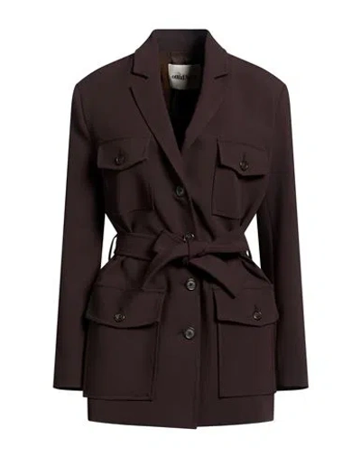Ottod'ame Woman Blazer Chocolate Brown Size 10 Polyester, Viscose, Elastane