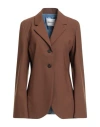 Ottod'ame Woman Blazer Chocolate Brown Size 8 Polyester, Virgin Wool, Elastane