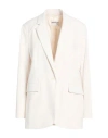 Ottod'ame Woman Blazer Cream Size 10 Polyester, Viscose, Elastane In White