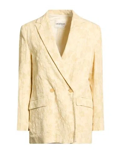 Ottod'ame Woman Blazer Cream Size 6 Cotton, Linen In Neutral