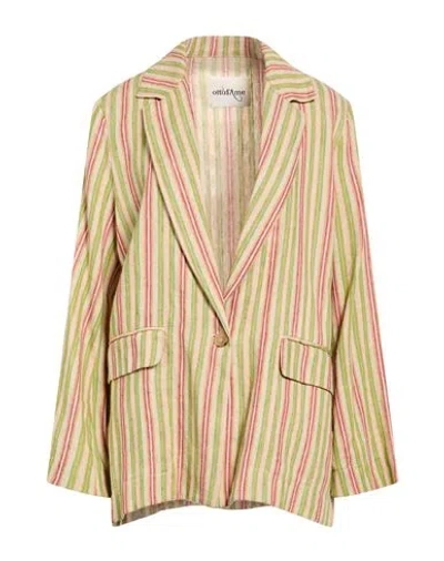 Ottod'ame Woman Blazer Green Size 8 Linen, Cotton, Polyester In Multi