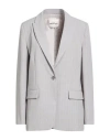 Ottod'ame Woman Blazer Grey Size 10 Polyester, Viscose, Elastane In Gray