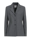 Ottod'ame Woman Blazer Grey Size 8 Polyester, Wool, Elastane In Gray