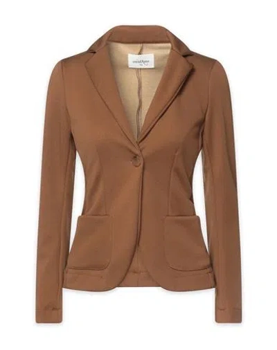 Ottod'ame Woman Blazer Light Brown Size 10 Polyester, Cotton