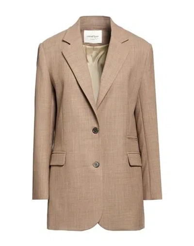 Ottod'ame Woman Blazer Light Brown Size 10 Polyester, Wool, Elastane