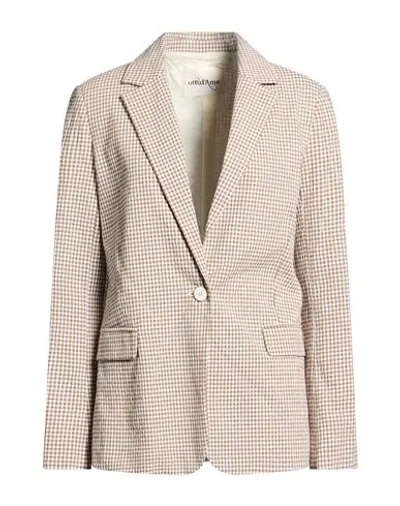 Ottod'ame Woman Blazer Light Brown Size 4 Cotton, Elastane In Sand