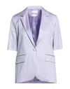 Ottod'ame Woman Blazer Lilac Size 8 Cotton, Elastane In Purple