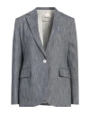 Ottod'ame Woman Blazer Grey Size 8 Polyester, Virgin Wool, Elastane In Navy